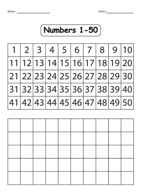 Printable Numbers 1 To 50 Worksheets