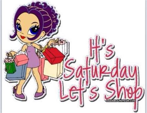 The Logo For It S Saturday Let S Shop With An Image Of A Woman Carrying