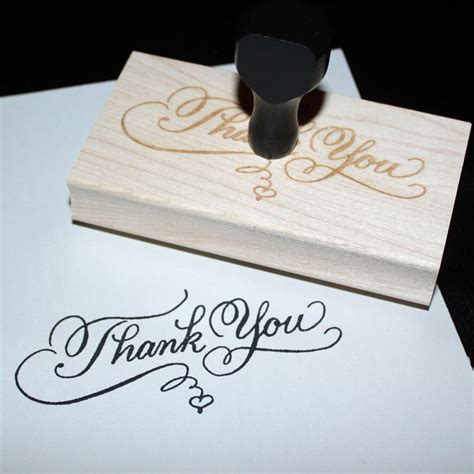 Thank You Rubber Stamp Custom Calligraphy Personalized 4 Etsy