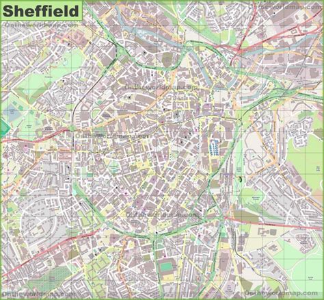 Large detailed map of Sheffield - Ontheworldmap.com