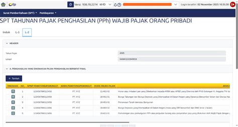simulator coretax  spt tahunan wp  pribadi consultax