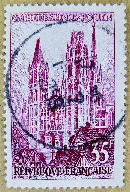 Stamp France F Cathedrale De Rouen Church Timbre Republique