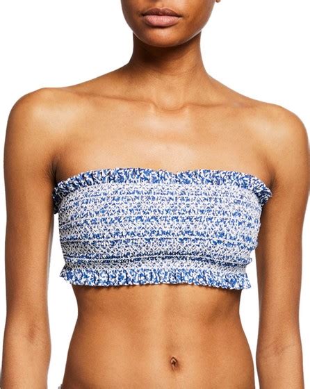 Tory Burch Costa Smocked Bandeau Bikini Top Luxed