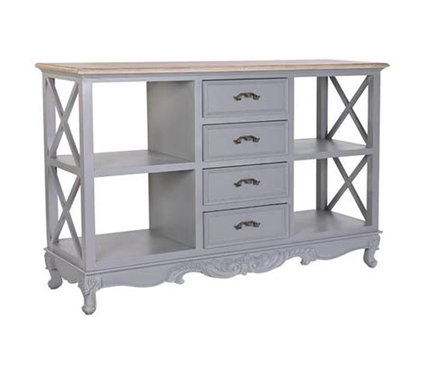 Buffet Meuble De Rangement En Bois De Paulownia Et Mdf Coloris Gris