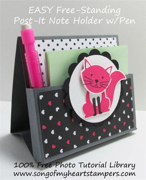 Photo Tutorial Easy Free Standing Post It Note Holder With Pen Post