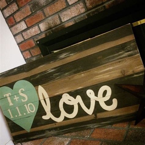 Reclaimed Pallet Wood Love Sign With Initials And Wedding Date Etsy