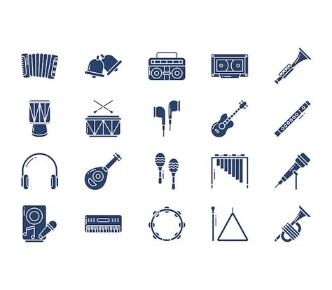 Conjunto De Iconos De Instrumentos Musicales Vector Premium