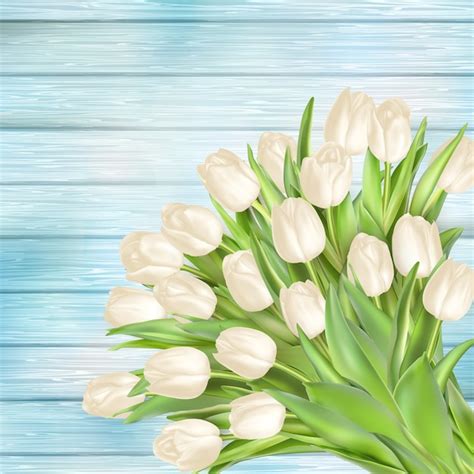 Premium Vector Bouquet Of White Tulips