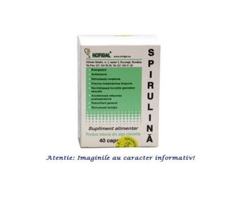 Spirulina 500 Mg 40 Capsule Hofigal La 1348lei Nutriplantmedro