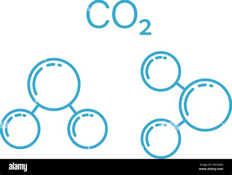 Blue Carbon Dioxide Greenhouse Gas Molecular Line Art Icon Or Symbol Vector Illustration Stock