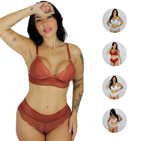 Kit 5 Conjuntos Lingerie Calcinha Sutia Sem Bojo Sheila Shopee Brasil
