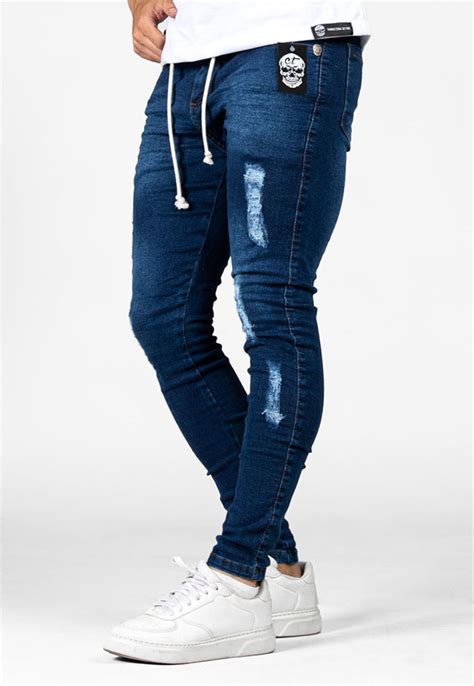 Promoção De Calça Jeans Masculina Super Skinny Azul Escuro Ref 169 Ct