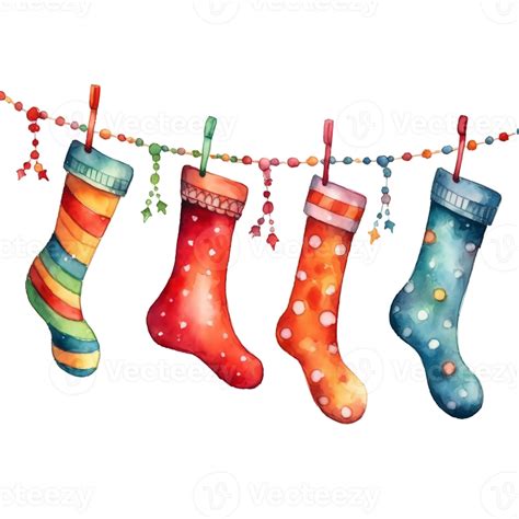 Watercolor Christmas Stocking Garlands Holiday Stocking Garlands