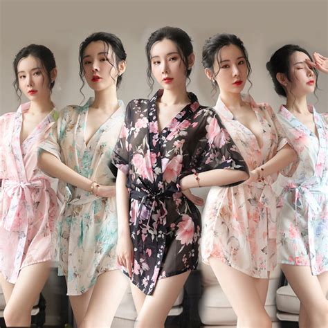 Jual Crystal Tiffany Kimono Lingerie Sexy Set Baju Tidur Sexy Wanita