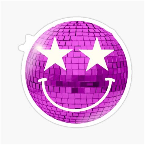 Preppy Disco Ball Smile Purple Sticker By Brookiecookie Redbubble