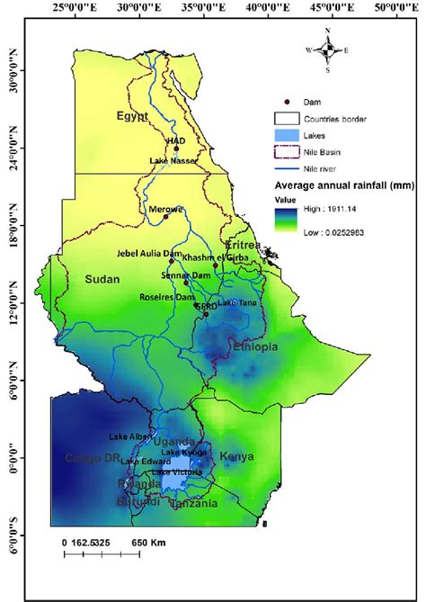 Map Of The Nile Showing The Locations Of Both Had And Gerd Megadams And Download Scientific