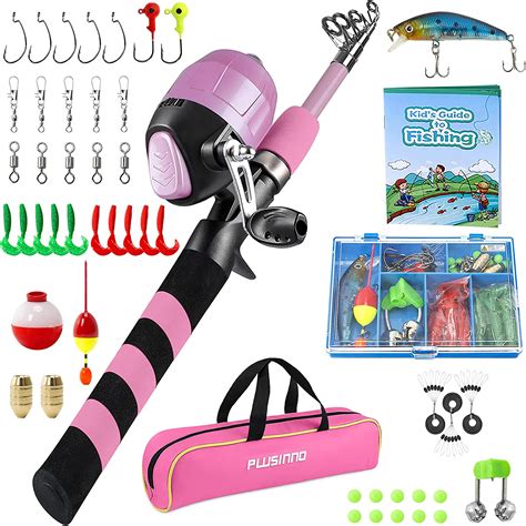 Plusinno Kids Fishing Pole Portable Telescopic Fishing Rod And Reel