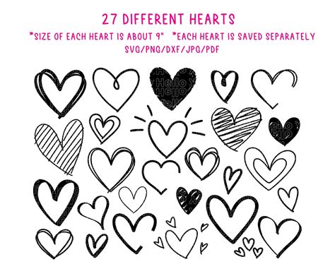 Herz Svg Bundle Herz Svg Von Hand Gezeichnetes Herz Svg Etsy De