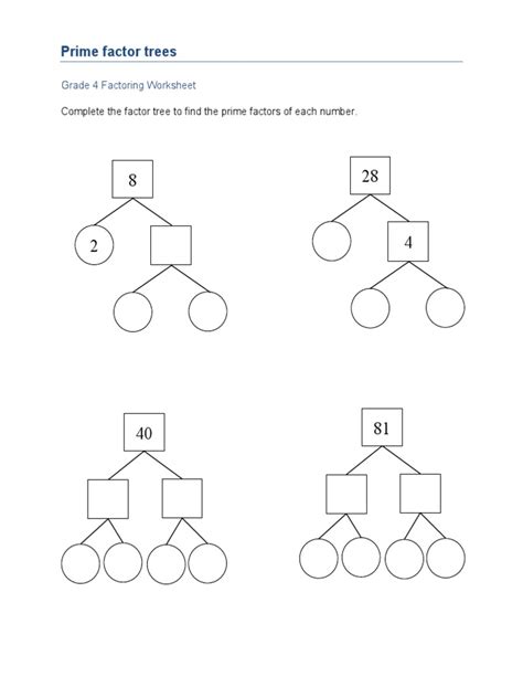 Factor Tree-Worksheet | PDF