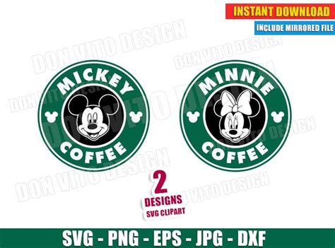 Disney Starbucks Starbucks Logo Mickey Minnie Mouse Vector Clipart Vector Cut Disneyland