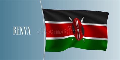 Sistema De La Bandera De Kenia Que Agita Del Ejemplo Del Vector