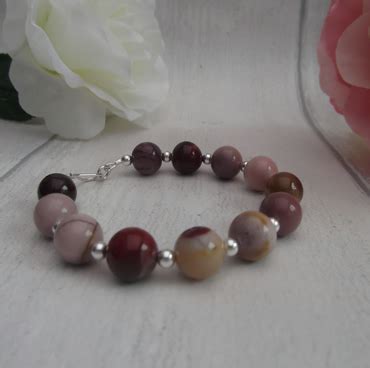 Mookite Jasper And Silver Beaded Bracelet Gemst Folksy