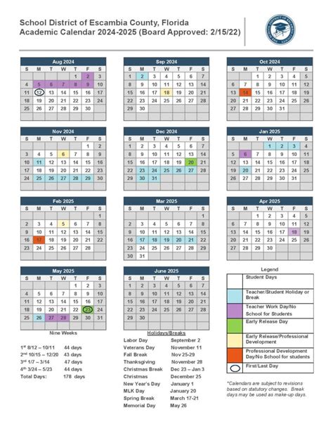 Escambia County School District Calendar 2024 25 ECSD Holiday