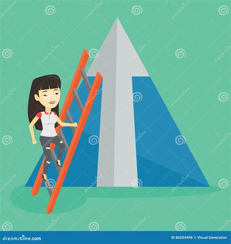 Mujer De Negocios Que Sube En La Monta A Ilustraci N Del Vector