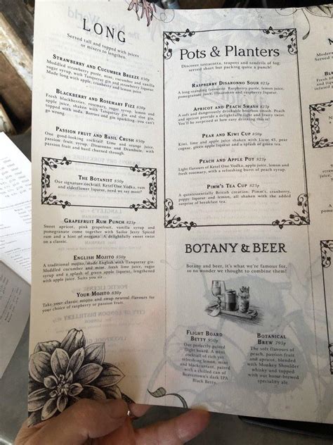 Menu At The Botanist Bar And Restaurant Farnham Farnham