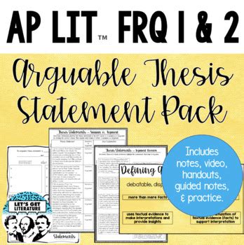 Ap Lit Frq And Arguable Thesis Statements By Let S Get Literature