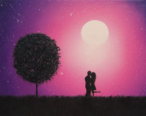 Silhouette Couple Kissing Painting