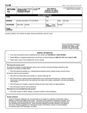 Fillable Online Bjs Survey Of Jails In Indian Country 2003