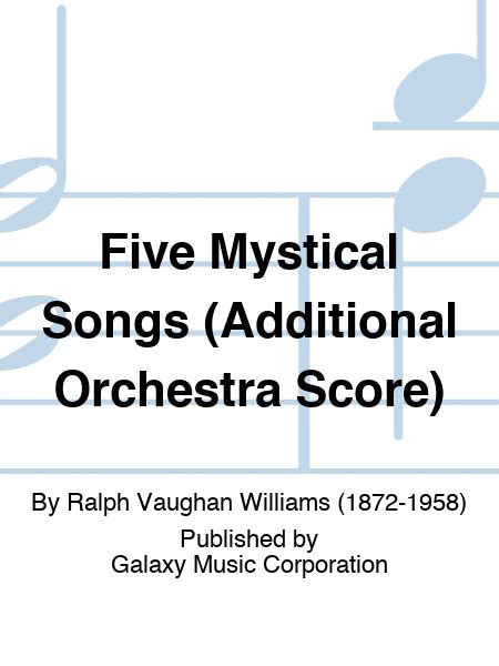 Five Mystical Songs Additional Orchestra Score By Ralph Vaughan