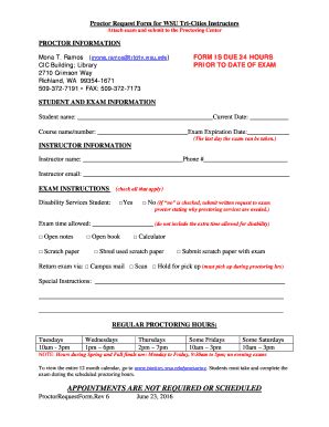 Fillable Online Tricities Wsu Wsu Tri Cities Exam Proctor Request Form