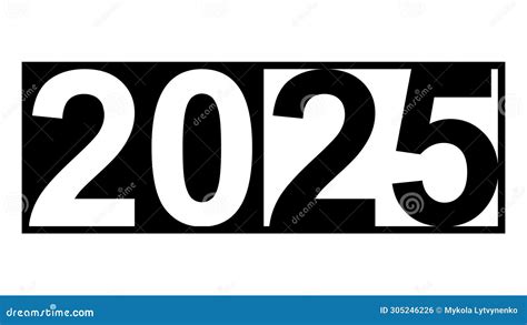 Typography Black White Logo 2025 Happy New Year 2025 Eve Stock