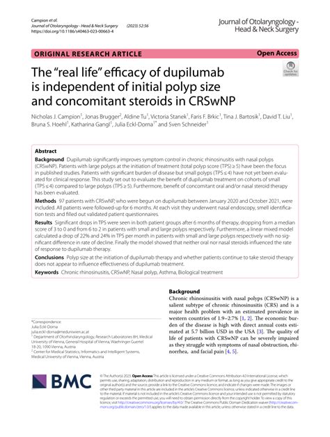 PDF The Real Life Efficacy Of Dupilumab Is Independent Of Initial