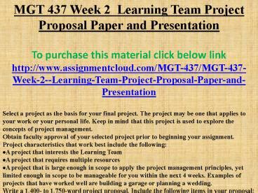 Ppt Mgt Week Learning Team Project Proposal Paper And