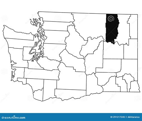 Map Of Ferry County In Washington DC State On White Background. Single ...