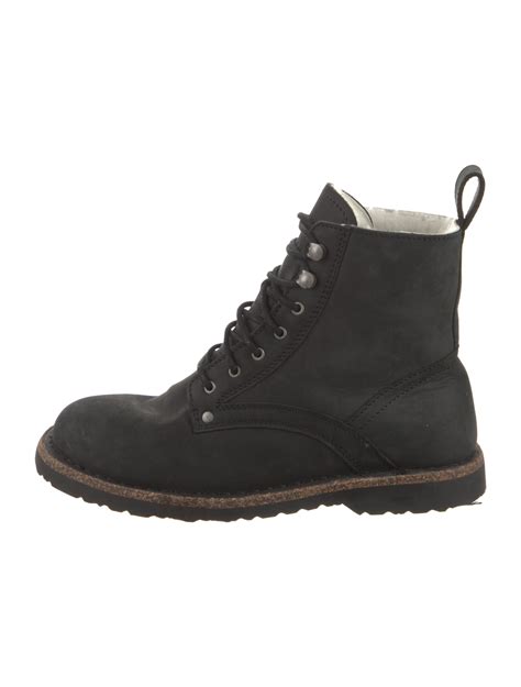 Birkenstock Suede Combat Boots - Black Boots, Shoes - WBIRK30497 | The ...