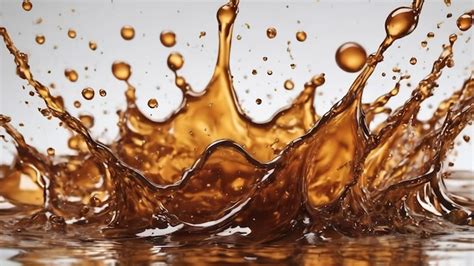 Premium Photo Brown Liquid Splash With Drops On Blank White Background