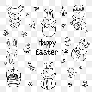 Easter Doodle Line Descent Rabbit Black And White Lines Graffiti