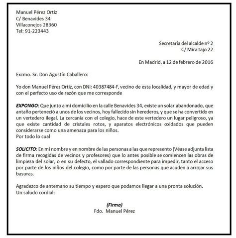 Modelo De Carta Al Ayuntamiento