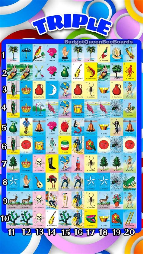 Loteria Mexicana Triple Board Cartas De Loteria Mexicana Loteria