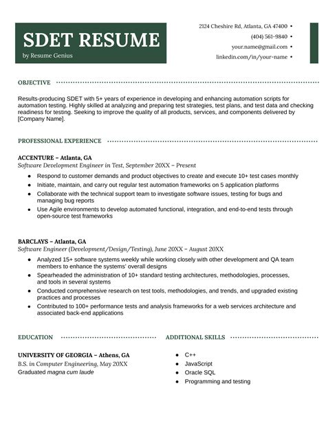 Sdet Resume Samples And Writing Guide