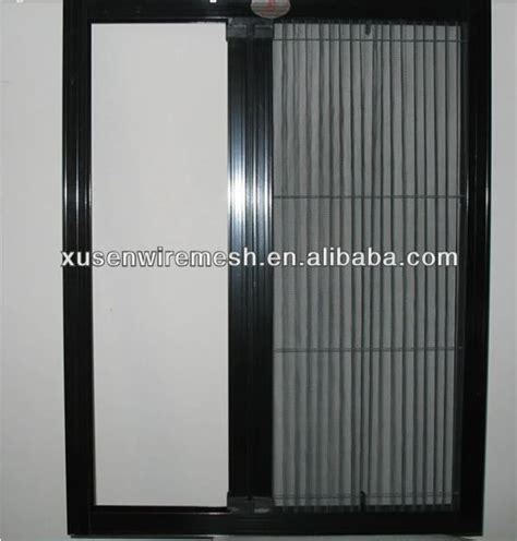 Aluminum Frame Retractable Fly Screen Pleated Mesh Sliding Screen Door