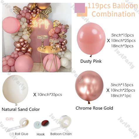 Pcs Dusty Pink And Chrome Rose Gold Balloon Arch Garland Etsy