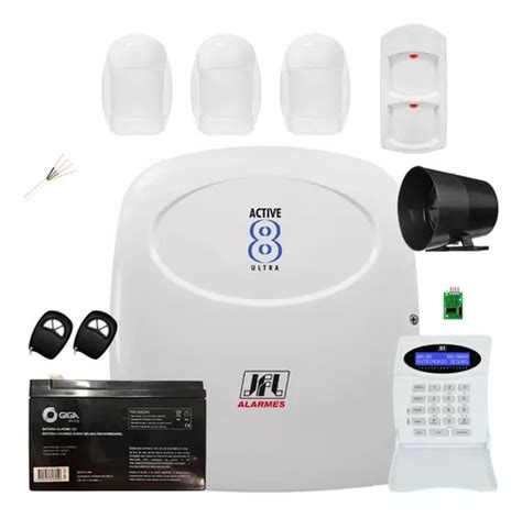 Kit Alarme Active 8 Jfl Sensor Infra Interno E Semi Externos Frete grátis