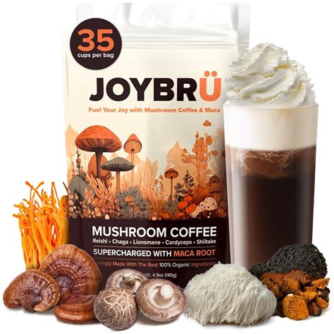 JOYBRÜ Organic Mushroom Coffee with Maca Root Arabica Mushroom Coffee