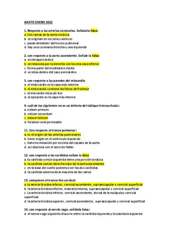 Examen Con Respuestas Enero Anato Ii Pdf