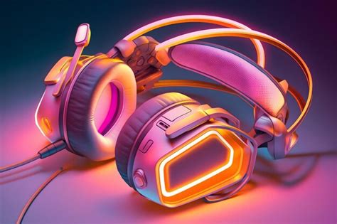 Premium AI Image | Gaming headphones and neon lighting Neural network ...